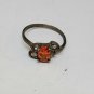 Sterling Silver Orange Tourmaline And White Cubic Zirconia Heart Setting Ring