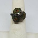 Antique Victorian Sterling Silver Handmade Micro Mosaic Flower Ring Size 4