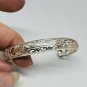 Sterling Silver Open Scrollwork Floral Filigree Cuff Bracelet Rhodium Plated