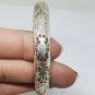 Sterling Silver Open Scrollwork Floral Filigree Cuff Bracelet Rhodium Plated
