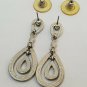 Silver Tone Opalite Clear And AB Rhinestone Teardrop Pierced Earrings