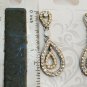 Silver Tone Opalite Clear And AB Rhinestone Teardrop Pierced Earrings