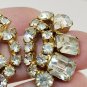 Vintage Gold Tone Kramer Clear Rhinestone Cluster Clip On Earrings