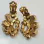 Vintage Gold Tone Kramer Clear Rhinestone Cluster Clip On Earrings