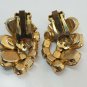 Vintage Gold Tone Kramer Clear Rhinestone Cluster Clip On Earrings