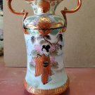 Antique Japanese Kutani Hand Painted Red And Gold Double Handle Vase Signed