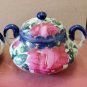 Antique Chinese Export Flow Blue Rose Leaf Gold Gilt Creamer And Sugar Signed