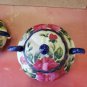 Antique Chinese Export Flow Blue Rose Leaf Gold Gilt Creamer And Sugar Signed