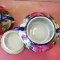 Antique Chinese Export Flow Blue Rose Leaf Gold Gilt Creamer And Sugar Signed