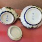 Antique Chinese Export Flow Blue Rose Leaf Gold Gilt Creamer And Sugar Signed