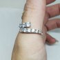 Sterling Silver IBB Clear Cubic Zirconia Bypass Ring Size 8.5