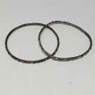 Vintage Pair Of Sterling Silver Diamond Cut Patterned Flat Wire Bangle Bracelets