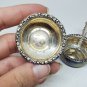 Antique Watson Co Sterling Silver Open Salts With Filigree Flower Accent & Spoon