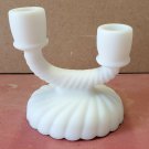 Vintage White Milk Glass Imperial Glass Co Swirl Design Candelabra