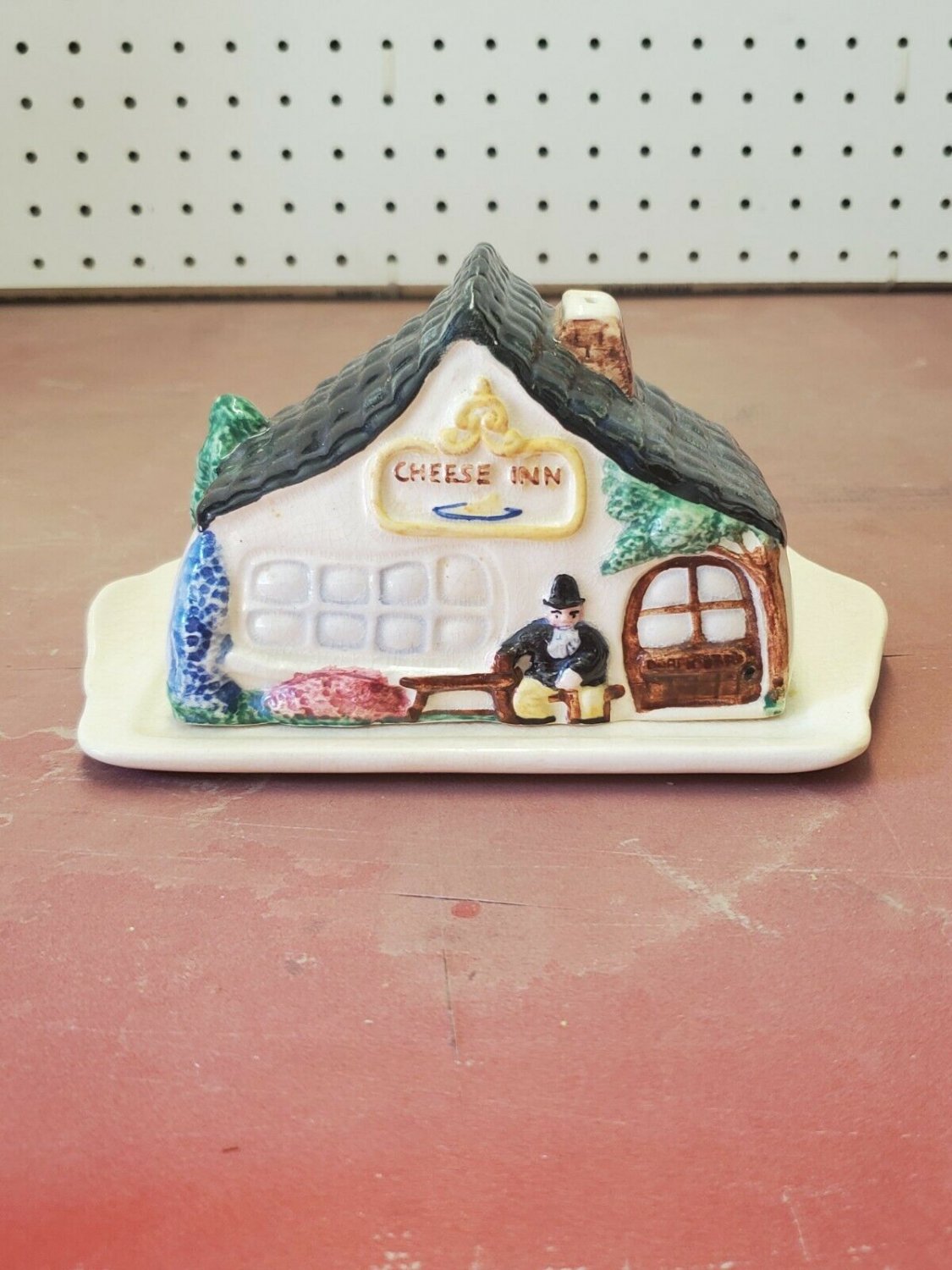 Vintage Carlis Ware Handmade Hand Painted Cheese Inn Covered Cheese Keeper