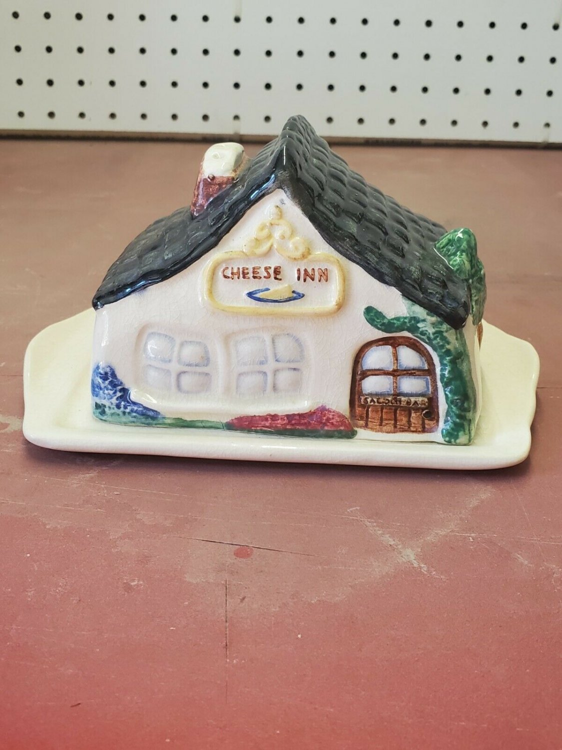 Vintage Carlis Ware Handmade Hand Painted Cheese Inn Covered Cheese Keeper