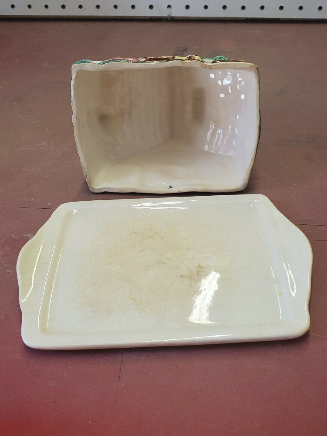 Vintage Carlis Ware Handmade Hand Painted Cheese Inn Covered Cheese Keeper