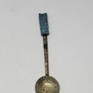 Vintage Mexico Sterling Silver Carved Chrysocolla Aztec/Mayan Sun Dial Spoon
