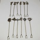 Vintage Taxco Mexico Alpaca Silver Abalone Inlay Animals & Shape Cocktail Forks