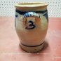 Antique Primitive Salt Glazed Stoneware Milk Crock Jug Blue Hand Painted Floral