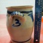 Antique Primitive Salt Glazed Stoneware Milk Crock Jug Blue Hand Painted Floral