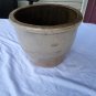 Antique Primitive Large Salt Glazed Tan Stoneware Apple Butter Crock Or Planter