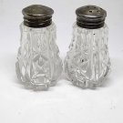 Antique Sterling Silver SN Signed Cut Crystal Starburst Salt And Pepper Shakers