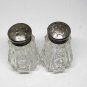 Antique Sterling Silver SN Signed Cut Crystal Starburst Salt And Pepper Shakers