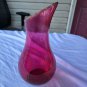 Vintage Stained/Painted Ruby Red Clear Glass Peaked Edge Vase 9 13/16"