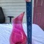 Vintage Stained/Painted Ruby Red Clear Glass Peaked Edge Vase 9 13/16"