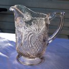 Vintage Clear Cut Pressed Glass Heart And Sunburst Drink Pitcher