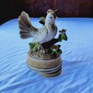 Vintage White Dove On Tree Rotating Music Box Figurine