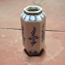 Vintage Chinese Blue & White Hand Painted Flowers Bud Vase Or Toothpick Holder
