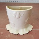 Vintage White/Ivory Ceramic Glazed Raised Shamrock Hanging Wall Pocket
