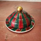 Vintage CBK Ltd. Hand Painted Red & Green Striped Mistletoe Covered Cheese Plate