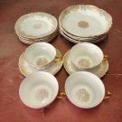 Antique Theodore Haviland Limoges France Porcelain Gold Filigree Flower Dish Set
