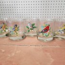 Vintage West Virginia Glass American Songbird Lowball Rocks Glasses Set Of 5