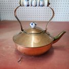 Vintage Benjamin & Medwin Inc Copper Teapot Porcelain Blue & White Handles*Dents