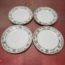 Vintage 4pc Made In Japan Hand Painted Geometric Bamboo Salad Plates