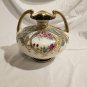 Antique Nippon Japanese Porcelain Hand Painted Roses Turquoise Gold Plated Vase