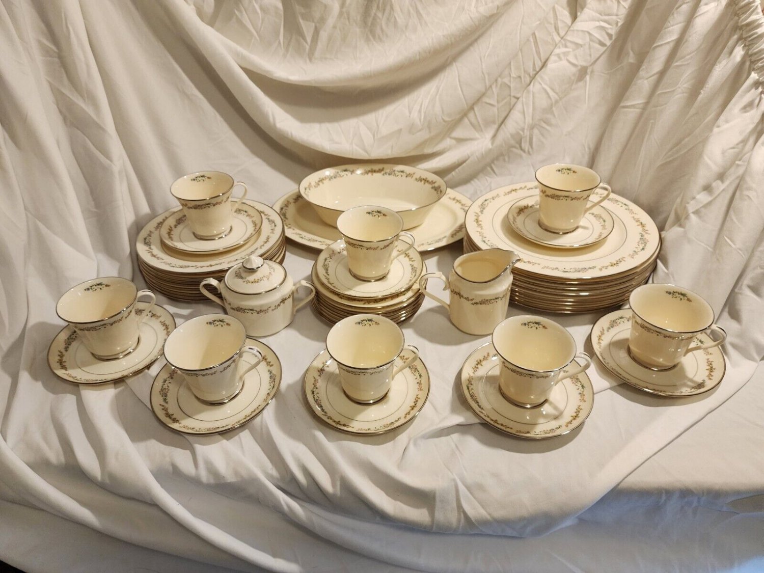 Vtg Gorham Rondelle Fine China Porcelain Colorful Flowers Dishes 8 Place Setting