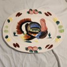 Vtg Japan Thanksgiving Holiday Hand Painted Turkey Vegetables Serving Platter