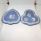 Vintage 1955 Wedgwood Blue Cameo Jasperware Spade & Clover Trinket Dishes