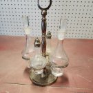 Vintage Silverplate (?) Clear Glass Metal Filigree Condiment Cruet