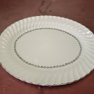 Vintage Homer Laughlin Arcadia Scalloped Swirl Rim Platinum Oval Platter