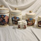 Vintage 1992 Danbury Mint MJ Hummel 4pc Porcelain Canister Collection Gold Trim