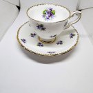 Vtg Royal Stafford Sweet Violets Fine Bone China Teacup & Saucer Purple Flowers