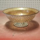 Vintage Biedermann Made In China Mosaic Tile Gold Tone Pedestal Bowl