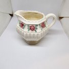Vintage English White Stoneware 3D Raised Flowers Creamer Cup C5840