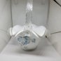 Vtg Fenton Art Glass Milky White Hand Painted Blue Flowers Basket Signed P. Lane